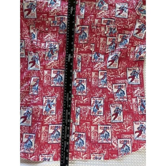 Panhandle NWT Jrs XL Hot Pink L/S Pearl Snap Pockets Rodeo Print Cotton Shirt - Picture 15 of 16